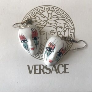 Vintage clown mask dangle earrings